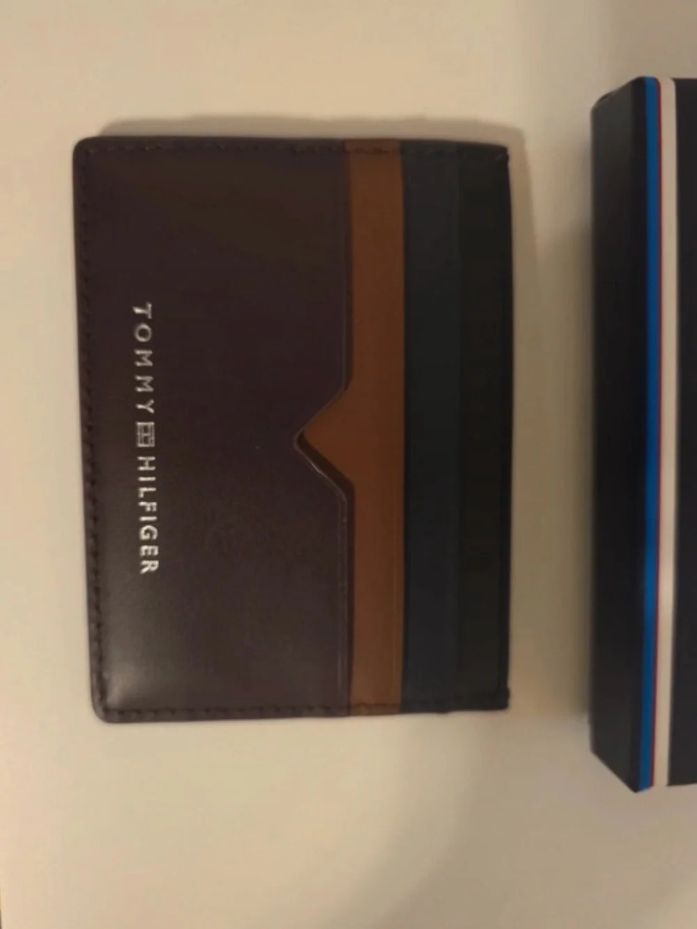 Tommy Hilfiger Brown, Tan & Dark Green Leather Card Holder